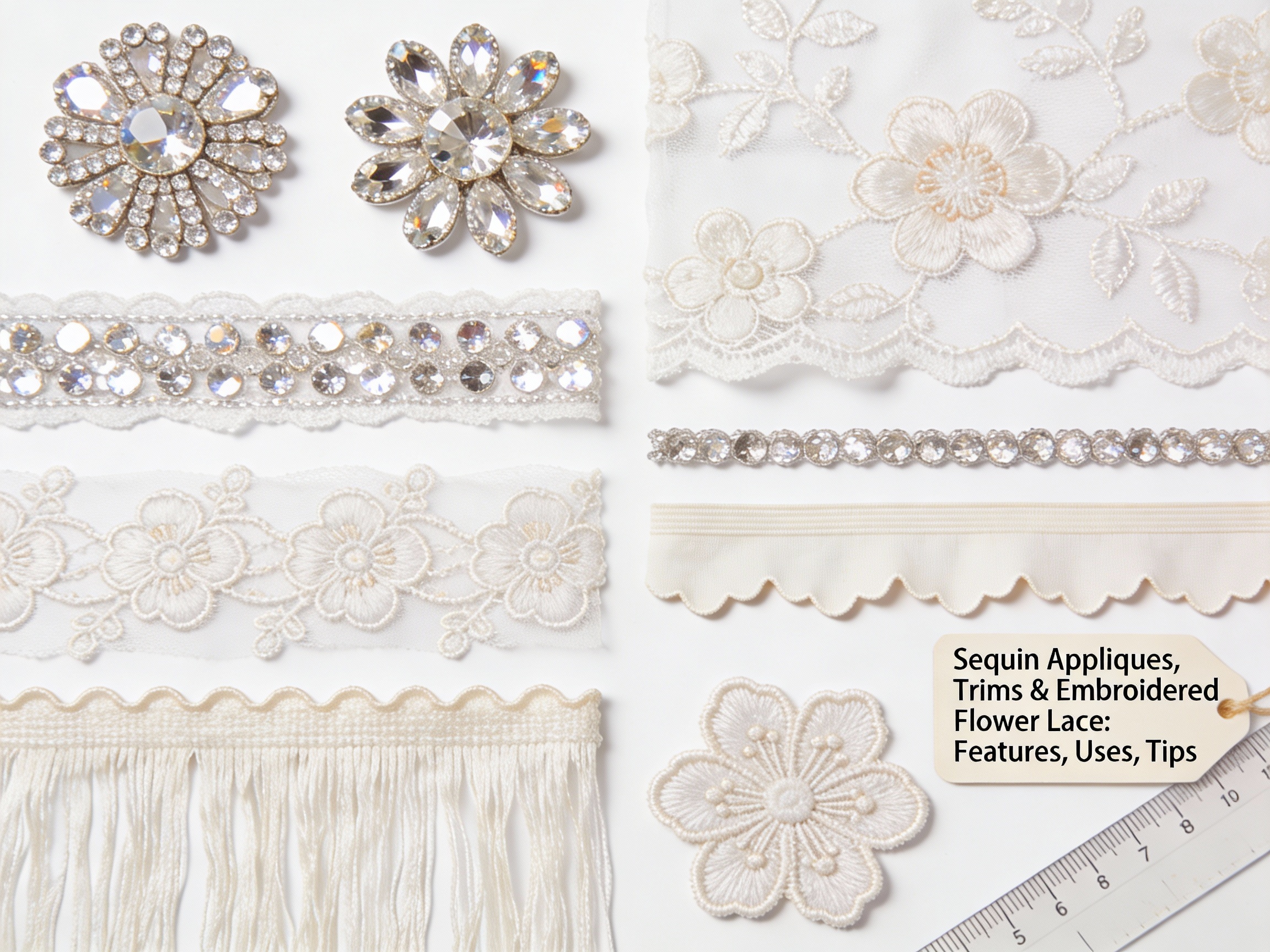 Sequin Appliques, Trims, and Embroidered Flower Lace: Features, Uses, and Tips