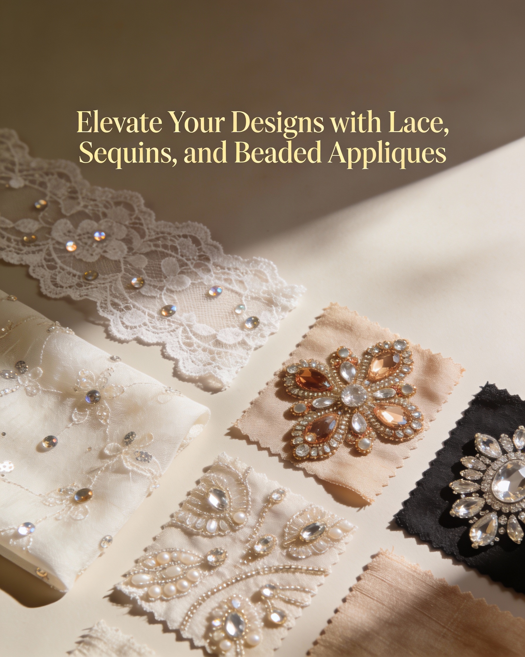Elevate Your Designs with Lace, Sequins, and Beaded Appliques